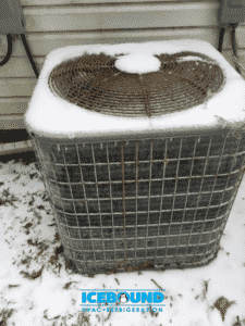 Snow covered outdoor unit